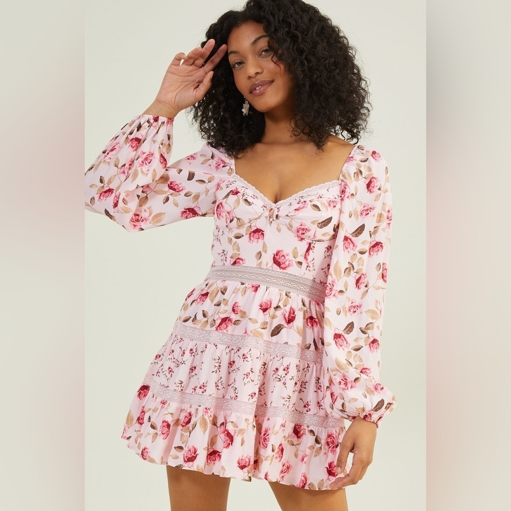Altar’d State NWOT Kate Mini Floral dress corset underwire top sz Large, 16” p2p